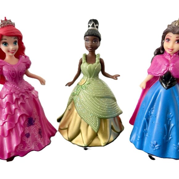 Set of THREE Disney Princess Collection Cake Toppers Mini Keepsake Dolls 3.5" - Picture 3 of 5